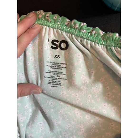 Milkmaid wench Dress Green Floral Tie‎ Short Sleeves Size XS Babydoll Boho - Picture 4 of 6